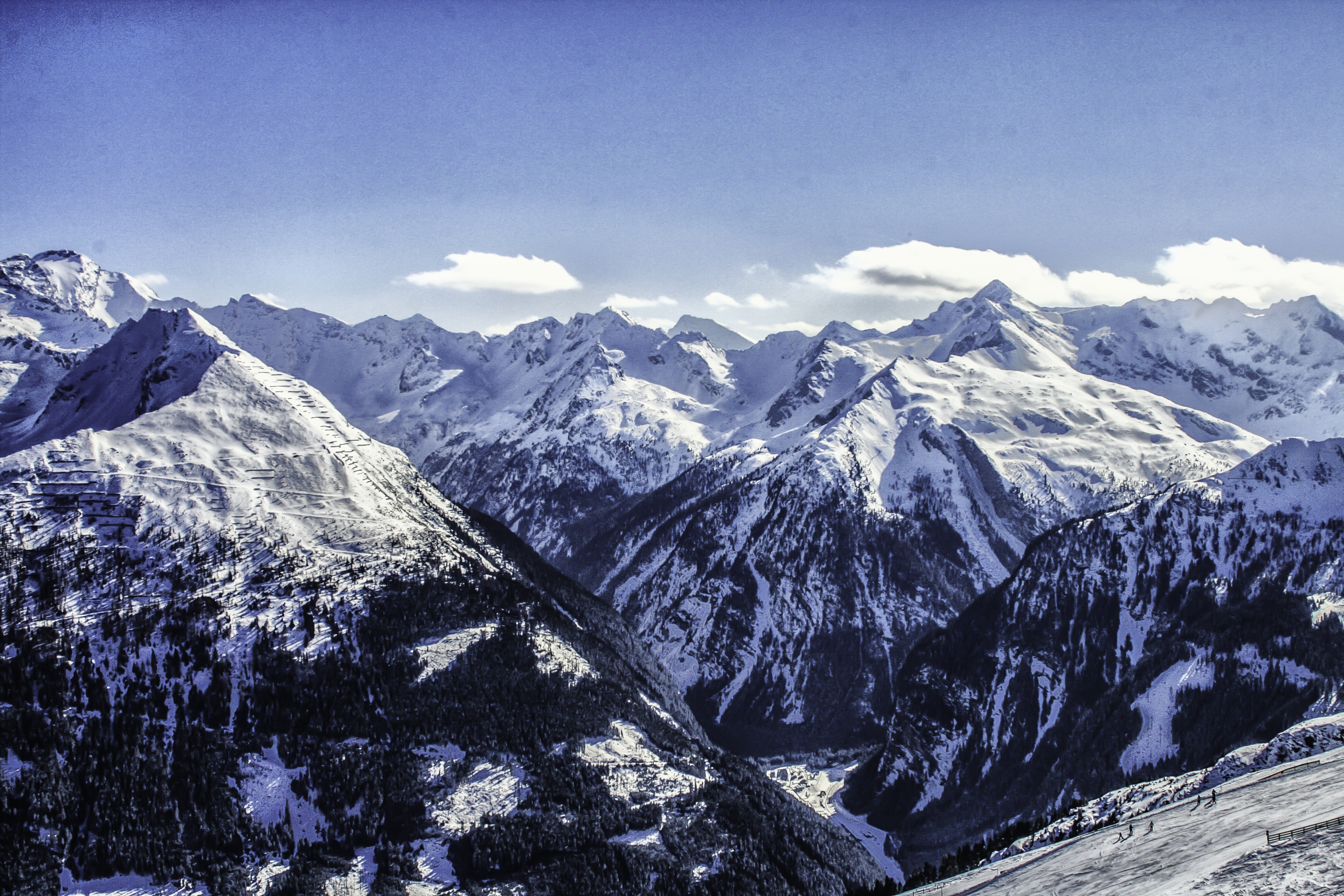 Snow covered mountain tops